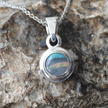 Load image into Gallery viewer, Lightning Ridge Solid Natural Opal Double Sides Pendant Necklace