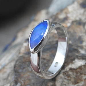 Lightning Ridge Solid Natural Opal Sterling Silver Ring