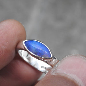 Lightning Ridge Solid Natural Opal Sterling Silver Ring