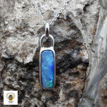 Load image into Gallery viewer, Solid Lightning Ridge Black Opal Sterling Silver Pendant Necklace