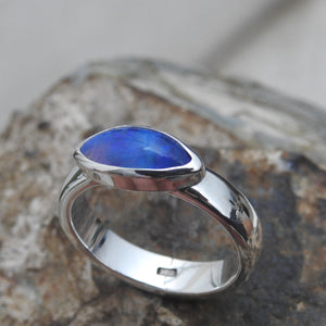 Lightning Ridge Solid Natural Opal Sterling Silver Ring