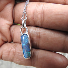 Load image into Gallery viewer, Solid Lightning Ridge Black Opal Sterling Silver Pendant Necklace