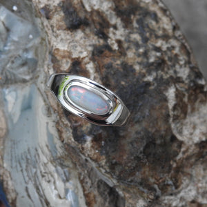 Natural Mintabie Solid Opal Sterling Silver Ring