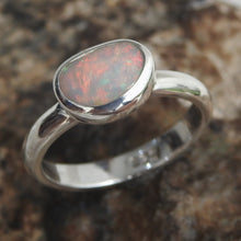 Load image into Gallery viewer, Lightning Ridge Solid Multi-Color Opal Sterling Silver Ring