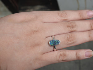 Solid Lightning Ridge Black Opal Sterling Ring