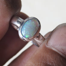 Load image into Gallery viewer, Lightning Ridge Solid Opal Sterling Silver Ring
