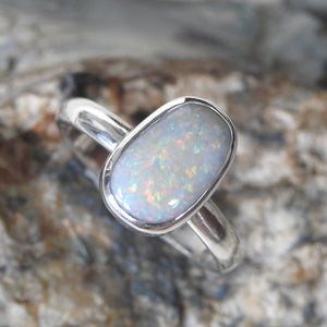 Mintabie Solid White Opal Ring