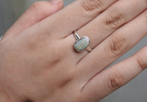 Mintabie Solid White Opal Ring