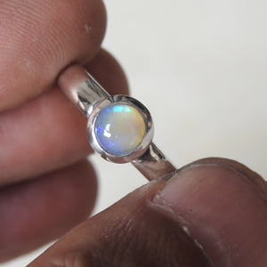 Solid Lightning Ridge Opal Sterling Silver Ring