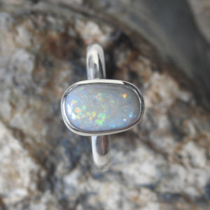 Mintabie Solid White Opal Ring