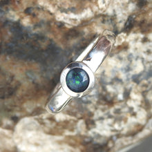 Load image into Gallery viewer, Solid Lightning Ridge Natural Black Opal Sterling Silver Ring