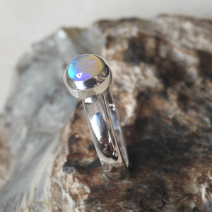 Solid Lightning Ridge Opal Sterling Silver Ring