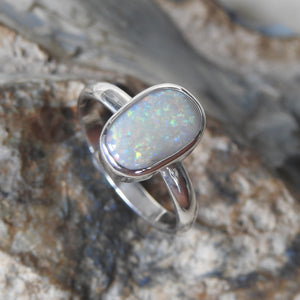 Mintabie Solid White Opal Ring