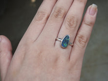 Load image into Gallery viewer, Solid Lightning Ridge Black Opal Sterling Ring