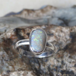 Mintabie Solid White Opal Ring