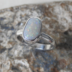 Mintabie Solid White Opal Ring