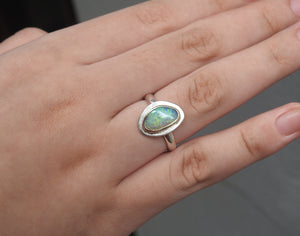 Solid Lightning Ridge Crystal Opal Ring