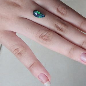 Natural Polished Solid Black Opal with Green Blue Color Fires from Lightning Ridge.